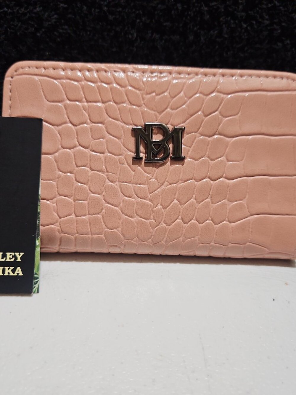Badgley Mischka Blush Croc-Embossed Snap Wallet NWT